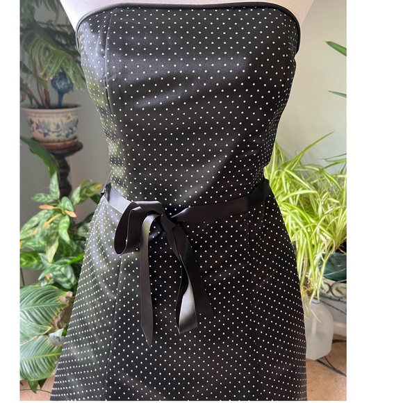 Gunne Sax polka dot Cocktail dress by Jessica McClintock Satin Strapless - Picture 6 of 8